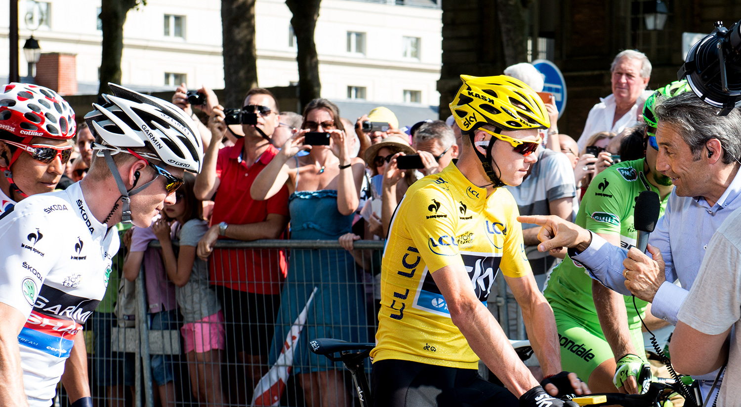 Chris Froome being interviewed, Tour de France - Stage 21, 2013